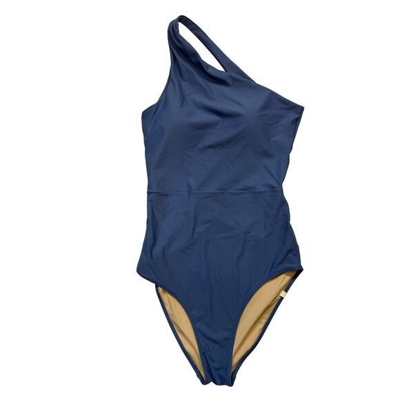 summersalt Other - Summersalt Ruched Sidestroke One Shoulder Swimsuit Size 8 Blue One Piece